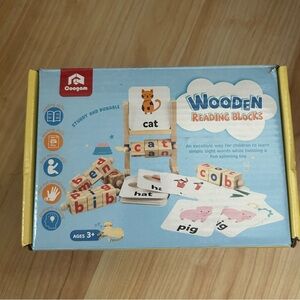 Coogam Wooden Reading Blocks Spelling Toy Sight Words Learning
